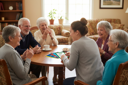 Conversation Connector Cards with elderly group and care worker
